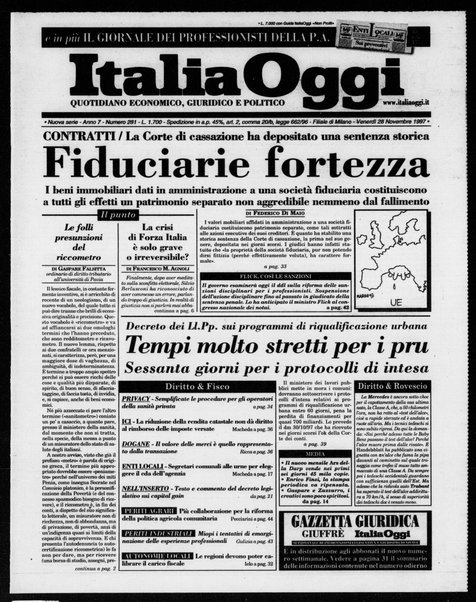 Italia oggi : quotidiano di economia finanza e politica